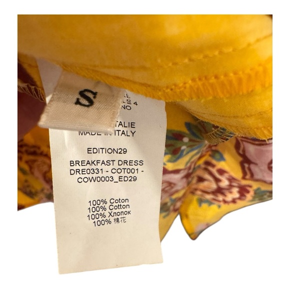 La DoubleJ Cowgirl Giallo Breakfast Dress | Yellow Floral Off-Shoulder | Small - Picture 7 of 8